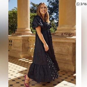 CROSBY by Mollie Burch × Venita Aspen Lady Day Maxi Dress Dancing Hearts sz S